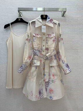 Zimmermann Hypnotic Floral Print Long Sleeve Organza Shirtdress